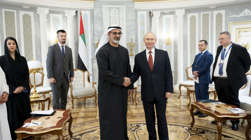 Наследный принц Абу-Даби встретился с Президентом России в Минске, Беларусь.