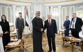 Crown Prince of Abu Dhabi meets Russian President in Minsk, Belarus